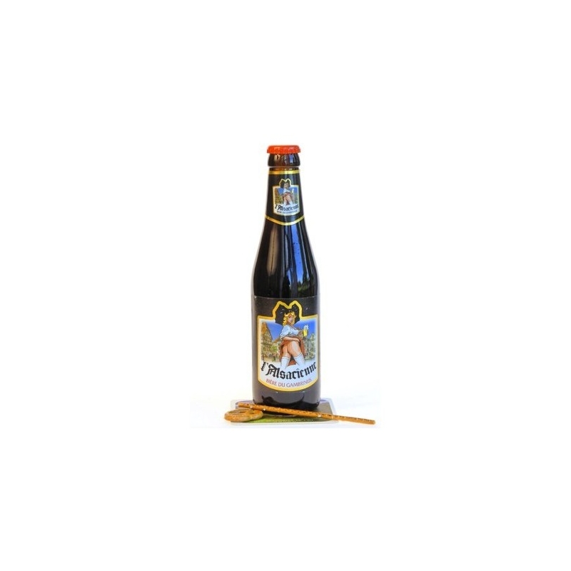 10X9 orange Etiquette de bière GM L'Alsacienne sans culotte de Noel